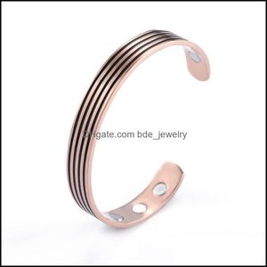 Bracelet Bracelet Skyrim Mode Stripe Lignes Bracelet Magnétique Femmes Hommes Réglable En Acier Inoxydable Rose Or Couleur Thérapie Santé Bang Dhivl