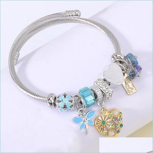 Bracelet Bracelet En Acier Inoxydable Manchette Bracelets Pour Femmes Or Amour Coeur Marguerite Fleur Libellule Charme Bijoux Femme Amis Cadeaux 2022 Dhhiu