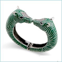 Bangle Bangle uniek ontwerpverklaring dikke big size vintage armband zebra antiek sier geplateerd met email voor womengle druppel deliv dhbcg