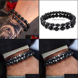 Bangle kralen armband mannen 8 mm lava tijger oogsteen kraal charme sets drop levering sieraden armbanden otrzl