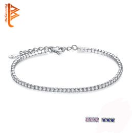 Bangle Belawang AAA + Elegant Square CZ Tennis Charm Bracelets Bangles pour femmes 925 Sterling Silver Princess Cut CZ Wedding Jewelry