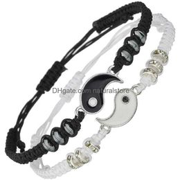 Bracelet Meilleur Ami Bracelets Pour 2 Correspondant Yin Yang Cordon Réglable Bracelet Bff Amitié Relation Petit Ami Petite Amie Valent Dhxor