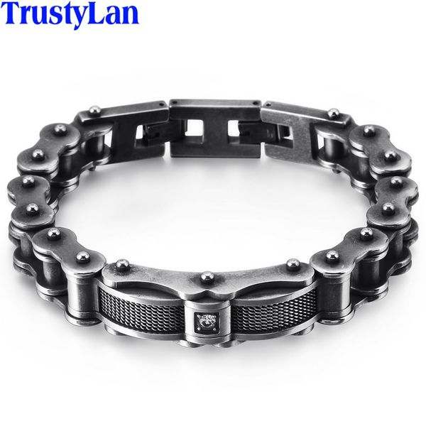 Bijoux de motard de bracelet usé Biker Chain Bracelets pour hommes Vintage noir en acier inoxydable moto