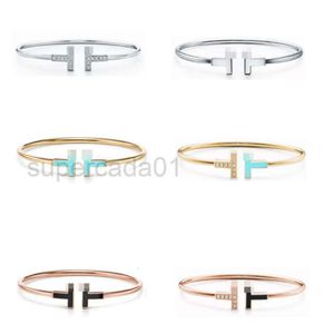 Brazalete Cumpleaños Caja de Navidad Tf Diseñador clásico Pulsera Tiff Top Popular t Inicio Plata de ley Juego de pegamento de doble gota Pulsera enchapada