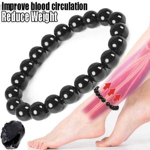 Bracelet Bracelet en pierre naturelle obsidienne noire femmes hommes soulagement de la graisse favoriser la Circulation sanguine Anti anxiété perte de poids Bracelets bijoux ldd240312