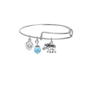 Brazalete De Cuentas De Cristal Azul Pulsera De Alambre Ampliable Sier Elefante Mujeres Brazalete Animales Regalos De Comunión Para Hermana O Hija Dhgarden Dheiu