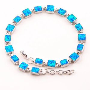 Brazalete de ópalo de fuego azul 925 pulsera de plata esterlina P88 8 