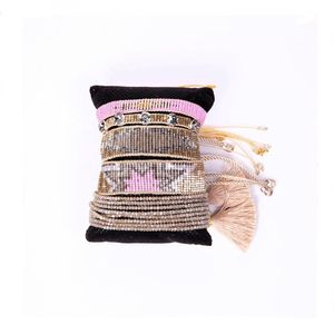 Brazalete BLUESTAR, pulsera para mujer, pulsera de ojo turco, joyería de cristal para mujer, brazalete con borla MIYUKI, telar tejido hecho a mano con cuentas