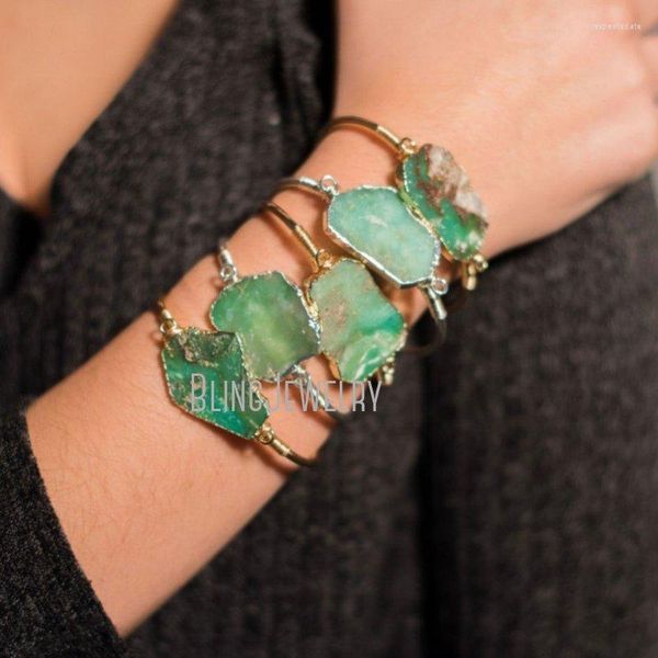 Bracelet BM44349 Vert Chrysoprase Guérison Cristal Pierre Brute Naturelle Demoiselle D'honneur Cadeau Boho Bijoux De Mariage