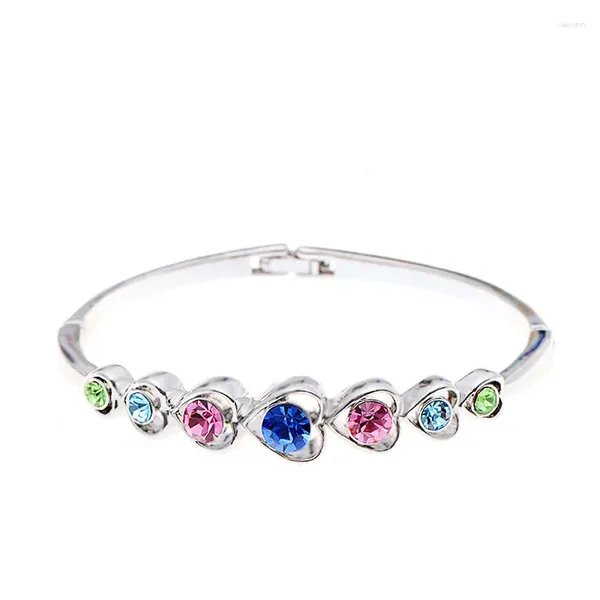 Brazalete BN-00003 2024 con diamantes de imitación multicolor para mujer, artículos a granel, joyería chapada en plata, regalos personalizados