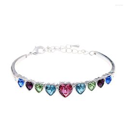 Bracelet BN-00068 2023 Bracelets de manchette en cristal de coeur bijoux plaqués argent pour femmes Bracelet délicat cadeaux personnalisés