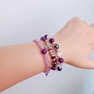 Bracelet d'améthyste purifiant en bracelet pour la perte de poids Yoga et méditation - Bijoux en pierre de guérison pour les femmes et les hommes