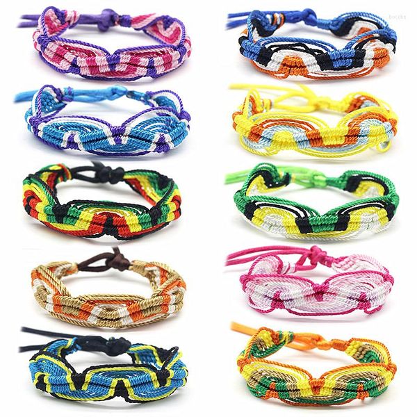 Bracelet bohême ethnique mode Style réglable tissé Bracelets pour femmes hommes amitié tressé à la main coloré corde bijoux cadeaux