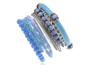 Bracelet Bohème Bleu Perles Multi Couche Polyvalent Déclaration Empilage Bracelet De Perles