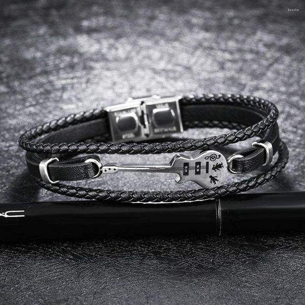 Bracelet bohème Bracelet Notes cuir tressé multi-couches pour amoureux Couple mari cadeau NIN668