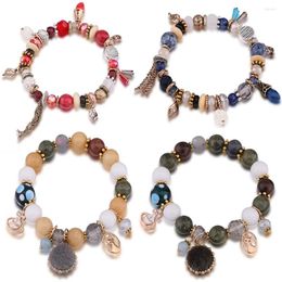 Bangle Boheemse stijl natuursteen stretching elasticiteit armband 2023 vrouwen kristal kralen kleurrijke kraal sieraden cadeau