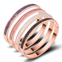 Bangle boho kleurrijke Oostenrijkse kristallen vierkante armband voor vrouwen sieraden roze natuursteen ronde rij armbanden