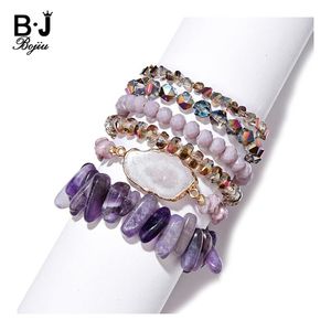 Bracelet Boho Bracelets de charme en pierre naturelle pour femmes 2021 Nouveau Quartz Druzy Agates Perles de cristal Bracelet Lady Cadeau Bijoux BCSET308