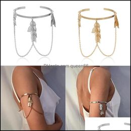 Bracelet Boho Rétro Feuilles Bras Supérieur Bracelet Pour Les Femmes Amour Bijoux Femme Charmes Manchette Drop Delivery Bracelets Dht1A