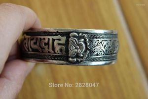 Bracelet BR424 Vintage tibétain argent vieilli Mantras tissage hommes fait à la main népalais 20mm large Bracelet réglable Raym22
