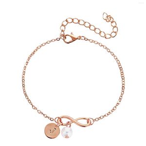 Bangle armband en ring set gepersonaliseerde initiële roségouden vergulde 26 letter 8 vorm parelhoepels voor vrouwen