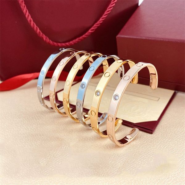 Bracelet jonc C-type ouverture simple Designer Bangles Femmes Hommes couple mode 4Diamonds SCREW Bracelets Top Qualité Fête De Mariage Jour Valentine Bijoux