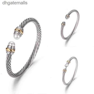 Bracelet Dy Designer Twisted Pearl Head Femmes Mode Polyvalent Twist Bracelets Bijoux Platine Plaqué Cadeaux De Mariage 5MM