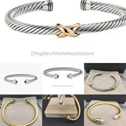 Bracelet Bracelet Dy Twisted Designer X Câble Top Tendance Cadeaux Femmes Diamant Mode Polyvalent Twist Bracelets Luxe 925 Ensemble de Bijoux En Argent Sterling Plaqué