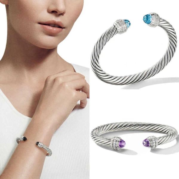 Bracelet bracelet dy twisted wire rond têtes femme mode polyvalent platine plaquée à deux fois chanvre à chaud bijoux de vente à chaud