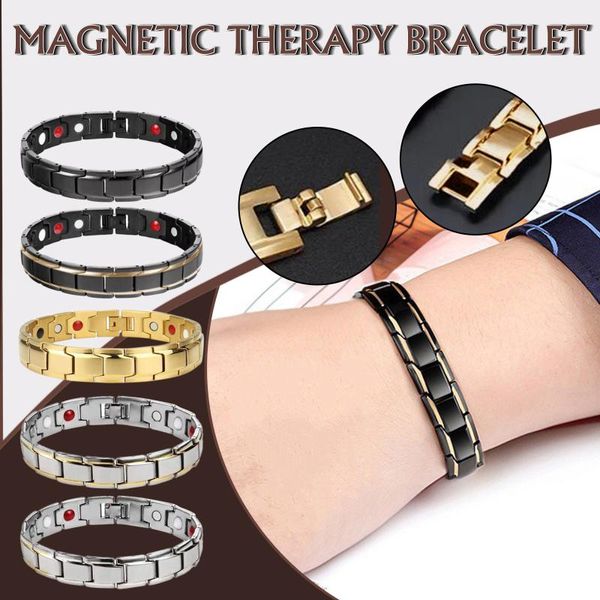 Brazalete pulsera para hombres y mujeres Homme aliviar el estrés tratamiento magnético de titanio Pulseras desmontables