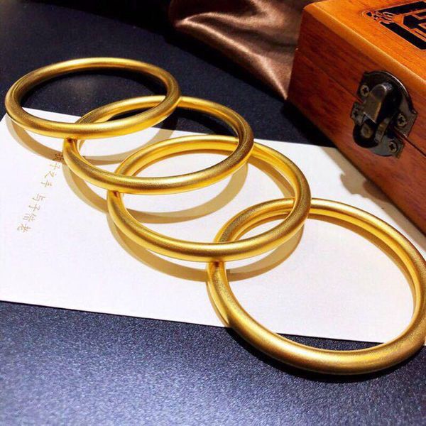 Brazalete Pulsera Para Mujer 2021 Moda 3mm4mm Golden Heritage Solid Sand Gold Frosted Plain Circle