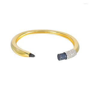 Bracelet jonc pour femmes en forme de C bleu pierres naturelles en gros or-couleur bracelets bijoux classiques diamant Couple femme dames