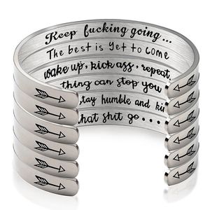 Bangle Armband voor Mannen Vrouwen Sieraden Zilver Titanium Roestvrij Staal Inspirerende Armbanden Bangles Groothandel Liefde Gegraveerde Manchet Bangle