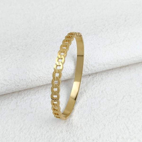 Brazalete de brazalete para mujeres de oro plateado plateado acero inoxidable cadena cubana tipo brazalería