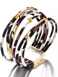 Bangle armband voor vrouwen mode luipaard geprinte magneet buckle koperen armbanden brede wrap sieraden pulseras mujer