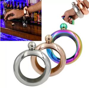 Brazalete pulsera Petaca 3,5 oz 304 Acero inoxidable Arco Iris líquido Alcohol Vodka whisky Drinkware Alcohol embudo 10 Uds