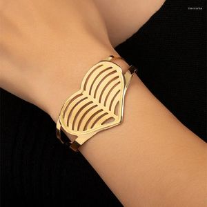 Brazalete pulsera hueco ojo abierto corazón mujeres niñas regalos chapado en oro sentido superior moda regalo de fiesta, joyería 2024 estilo