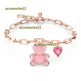 Bracelet Bracelet Bijoux Designer De Luxe Mode Femmes Haute Édition Ours En Peluche Bracelet Femmes Hirondelle Élément Cristal Battement De Coeur Petit Ours Bracelet Femmes 2024