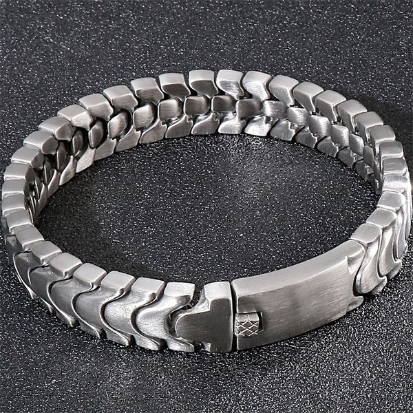 Bracelet bracelet hommes 12MM mat en acier inoxydable hommes sur la main bandes bracelets bijoux masculins fer Mannen brassard article en gros 220831