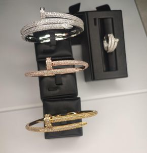 18K gouden bangle armband nagel diamanten link ketting ontwerper Women Men Paar modeontwerpster trouwfeest Danksgiving Valentine Girlfriend Gift zilver