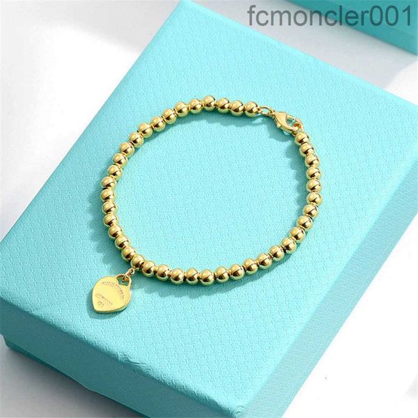 Bracelet jonc t précision argent pur visage lisse amour coeur de pêche perles rondes meilleur ami bracelet femme or rose simple mode M0G9