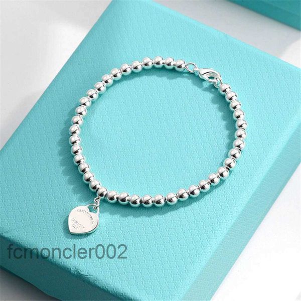 Bracelet jonc t précision argent pur visage lisse amour coeur pêche perles rondes meilleur ami bracelet femme or rose simple mode Y0W5