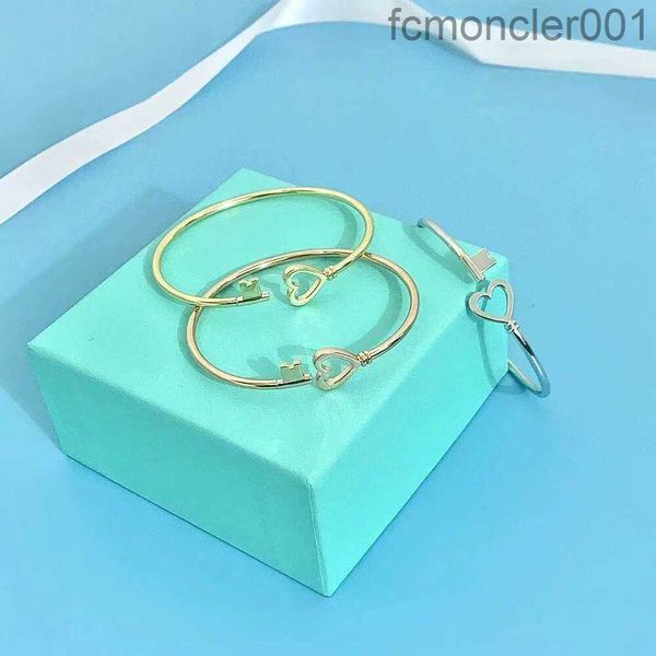 Bracelet Bracelet T S925 Sterling Argent Amour Clé Ouvert Bracelet Mode Classique Polyvalent Léger Luxe Simple 4UV1