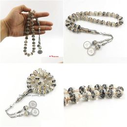 Bracelets bracelets arrivés Tasbih résine à l'intérieur du sésame et du bois 33 perles de prière accessoire islamique Misbaha bracelet musulman Adha Eid Gif Dhcjq