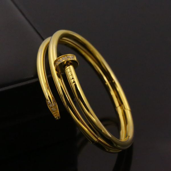 Bracelets bracelets manchette d'or / or blanc plaqué double cercle lettre tampons titanium acier verrouillage bracelet bijoux de lettre de mariage cadeau avec sac à poussière gratuit