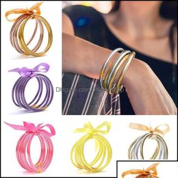 Solid Gold Bangle Armbanden Sieraden All Weather Glitter Gevuld Stardust Sile Circle Vrouwen Strik Jelly Bangles Armband Femme 5 P Bdehome Otg94