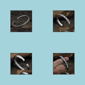 Bangle armbanden sieraden handgemaakte vintage gevlochten armbanden 925 sterling sier voor mannen vrouwen maken vredeslijnen verschuiven veel geluk fijne drop de