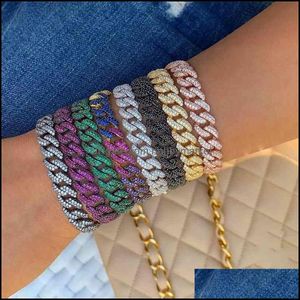 Bangle Armbanden Sieraden Hip Hop Bling Iced Out Miami Cubaanse Ketting Armband met Sier Kleur Geplateerd Huwelijk voor Mannen Vrouwen 210408 Drop Levering