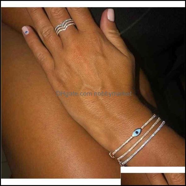 Pulseras de brazalete, joyería, pulsera de ojo malvado de esmalte de oro rosa para mujer, moda turca de la suerte Bohemia, venta al por mayor, 210408, entrega directa 2021