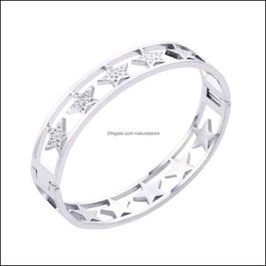 Bangle armbanden sieraden roestvrijstalen sarmantige armband bij de hand voor vrouwen cadeau strass Stars Charm luxe hard 2021 nieuwe d dh8ls